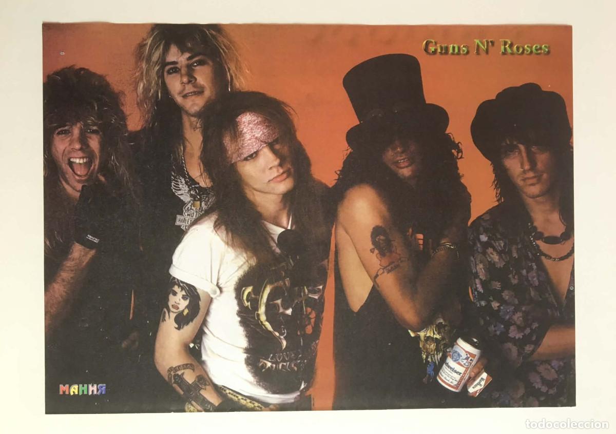 Coleccionismo de carteles: Guns N' Roses / Five 5ive Vintage Double-Sided Mini Poster A4 - Mania Magazine Bulgaria Music