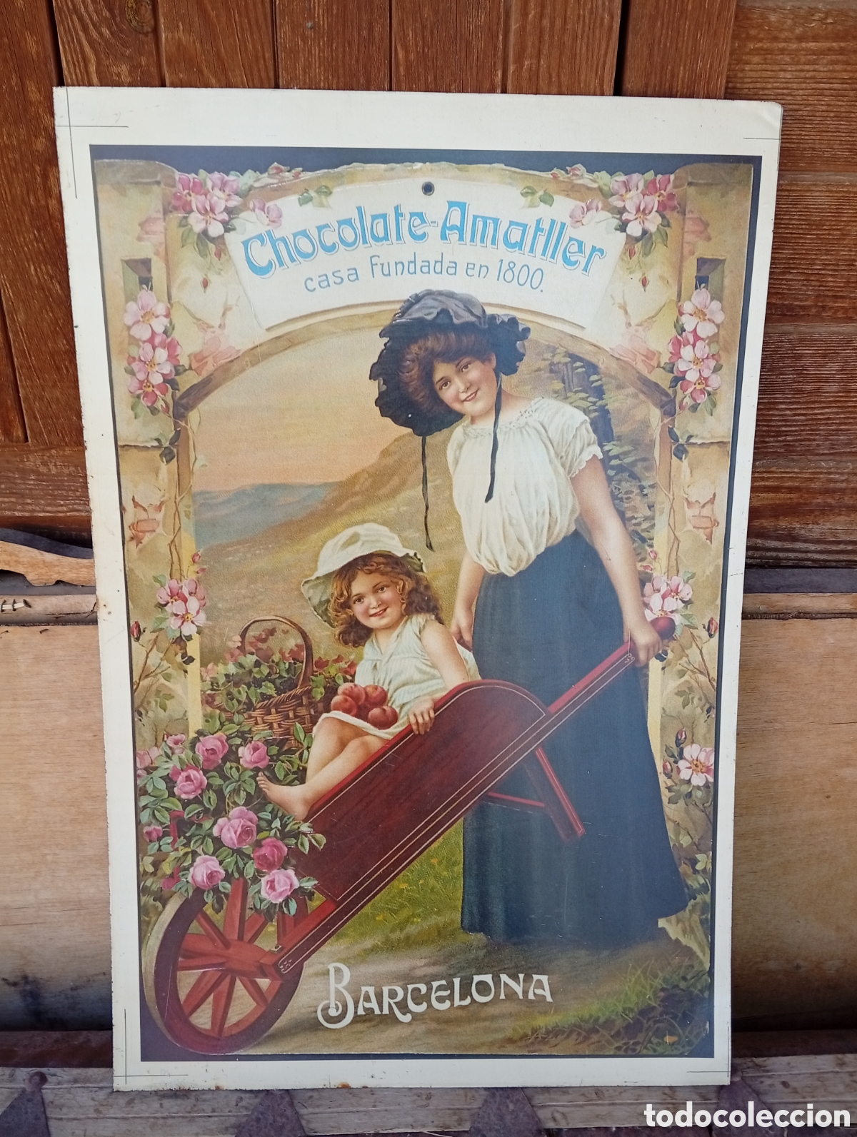 Coleccionismo de carteles: CHOCOLATES AMATLLER * CARTEL DE CHAPA, LITOGRAF&Iacute;A