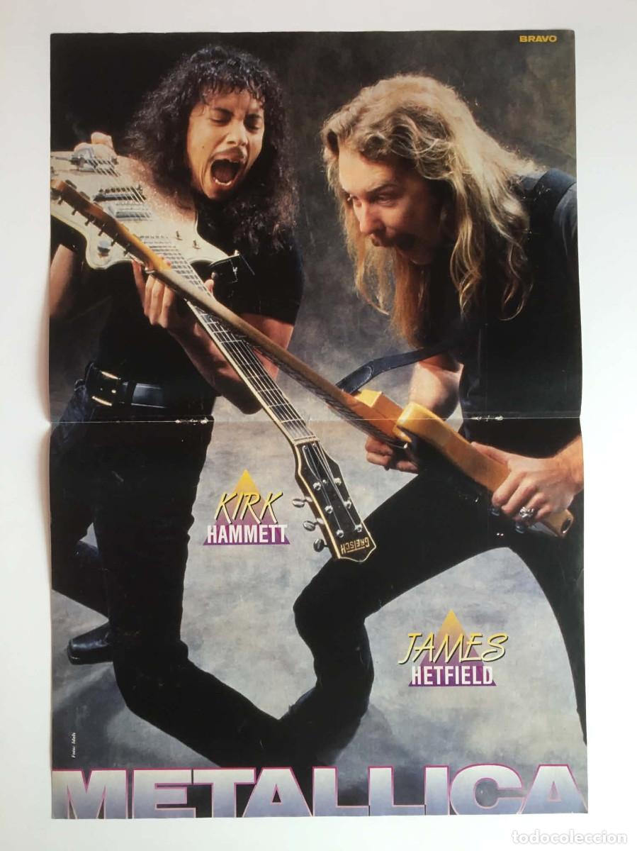 Coleccionismo de carteles: Metallica / David Hasselhoff Vintage Double-Sided Poster A3 - Bravo Magazine Germany Music TV Series
