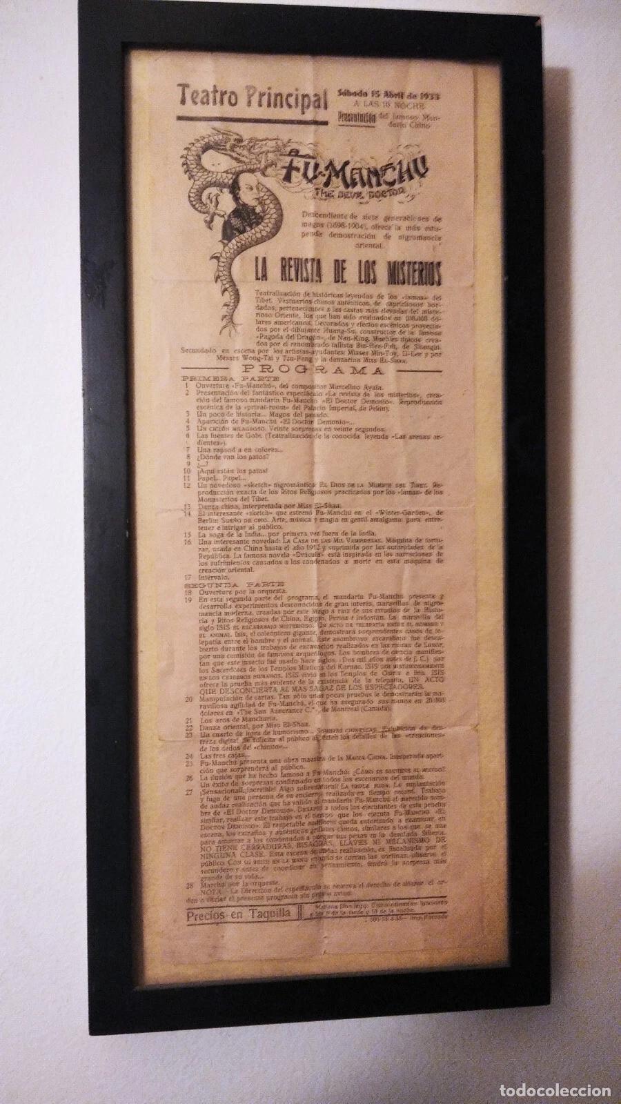 Coleccionismo de carteles: Cartel de magia. Ilusionismo. carteles antiguos. Fu-manchu