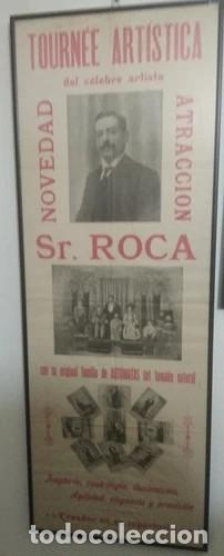 Coleccionismo de carteles: Antiguo Cartel Sr. Roca - Tourn&eacute;e Art&iacute;stica, Ilusionismo y Aut&oacute;matas (S. XX) - Enmarcado