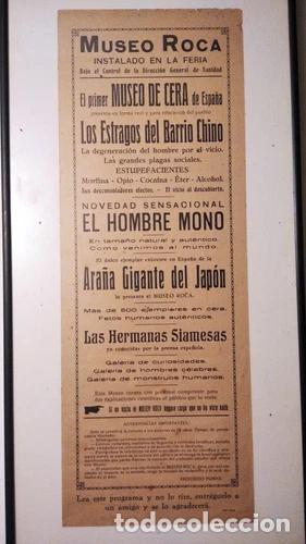Coleccionismo de carteles: Antiguo Cartel Museo Roca - Primer Museo de Cera Espa&ntilde;a - Curiosidades y Fen&oacute;menos (A&ntilde;os 20/30)