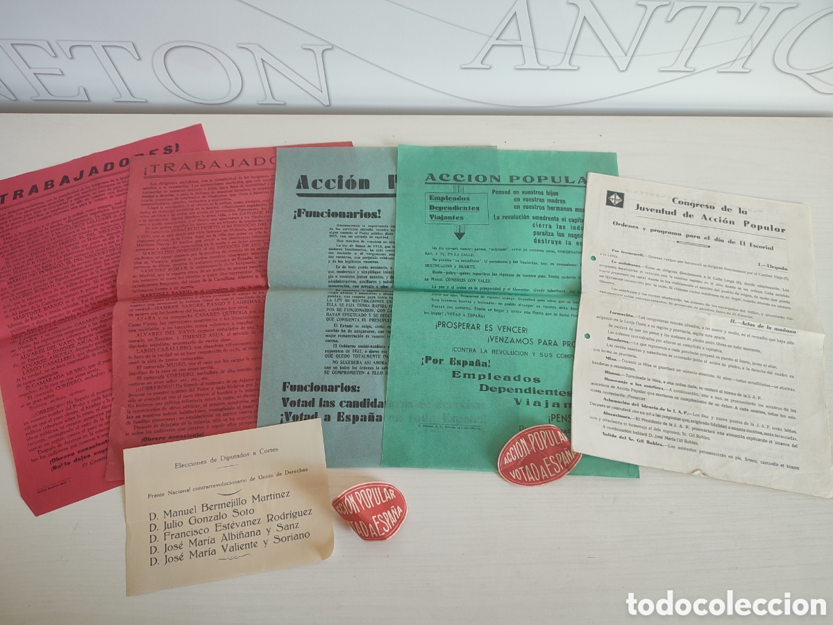 Coleccionismo de carteles: Lote panfletos acci&oacute;n Popular Falange guerra Civil