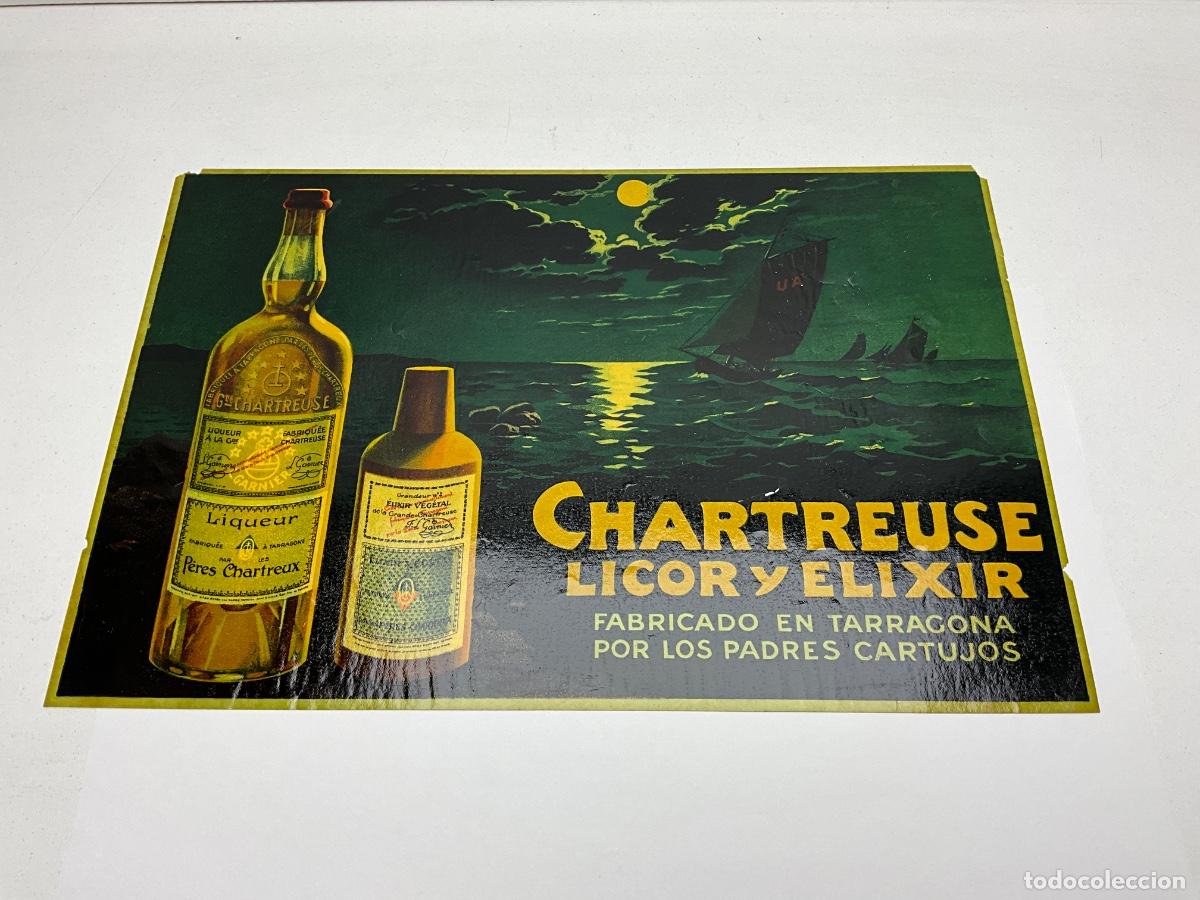 Colecionismo de cartazes: ANTIGUA PUBLICIDAD CHARTREUSE ORIGINAL - PAPEL DE ARROZ PARA PEGAR EN CRISTAL - TIPO PEGATINA -REF 1
