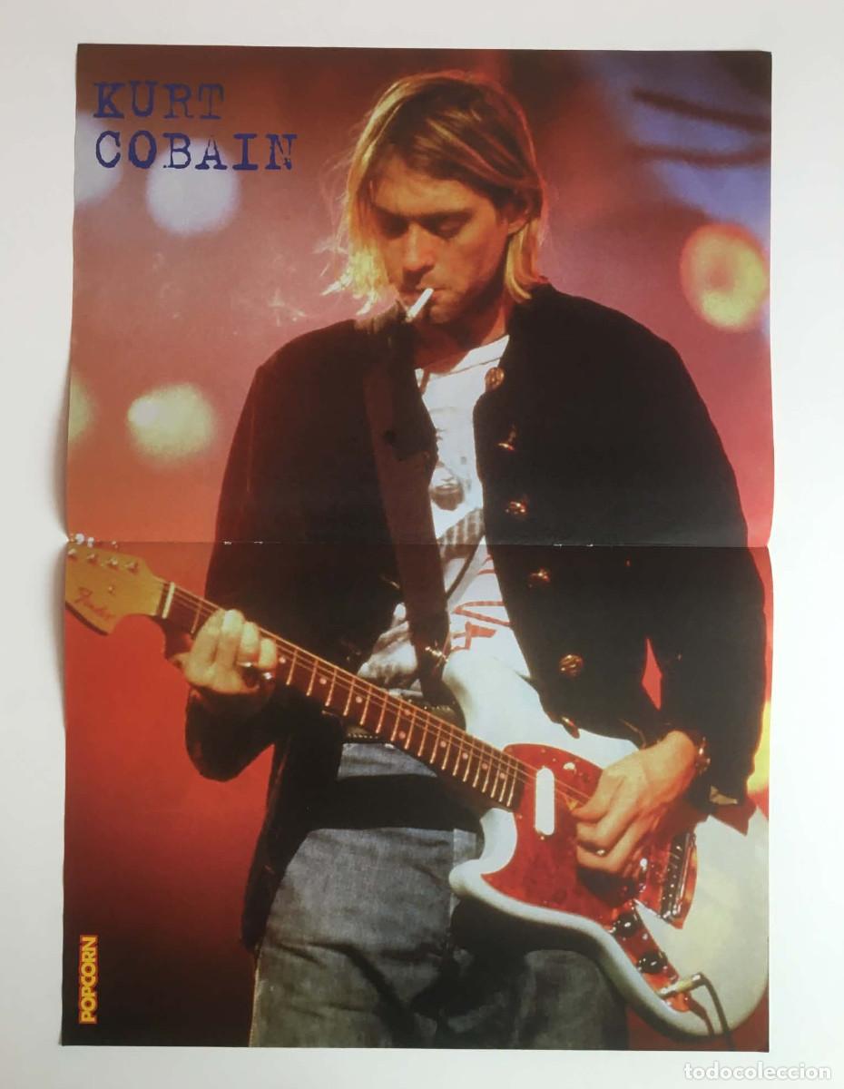 Coleccionismo de carteles: Kurt Cobain Nirvana / Phil Collins Vintage Double-Sided Poster A3 - Popcorn Magazine Bulgaria Music