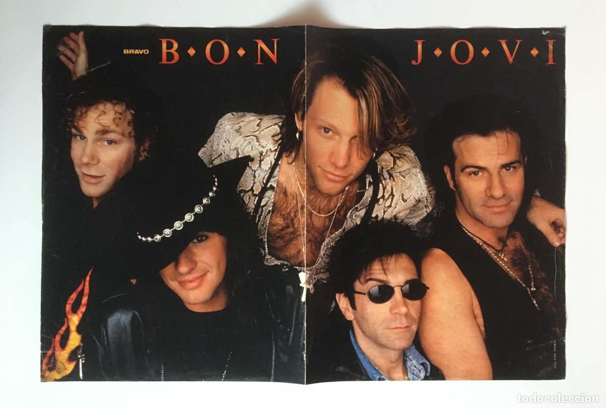 Coleccionismo de carteles: Bon Jovi / The Kelly Family Vintage Double-Sided Poster A3 - Bravo Magazine Germany Music