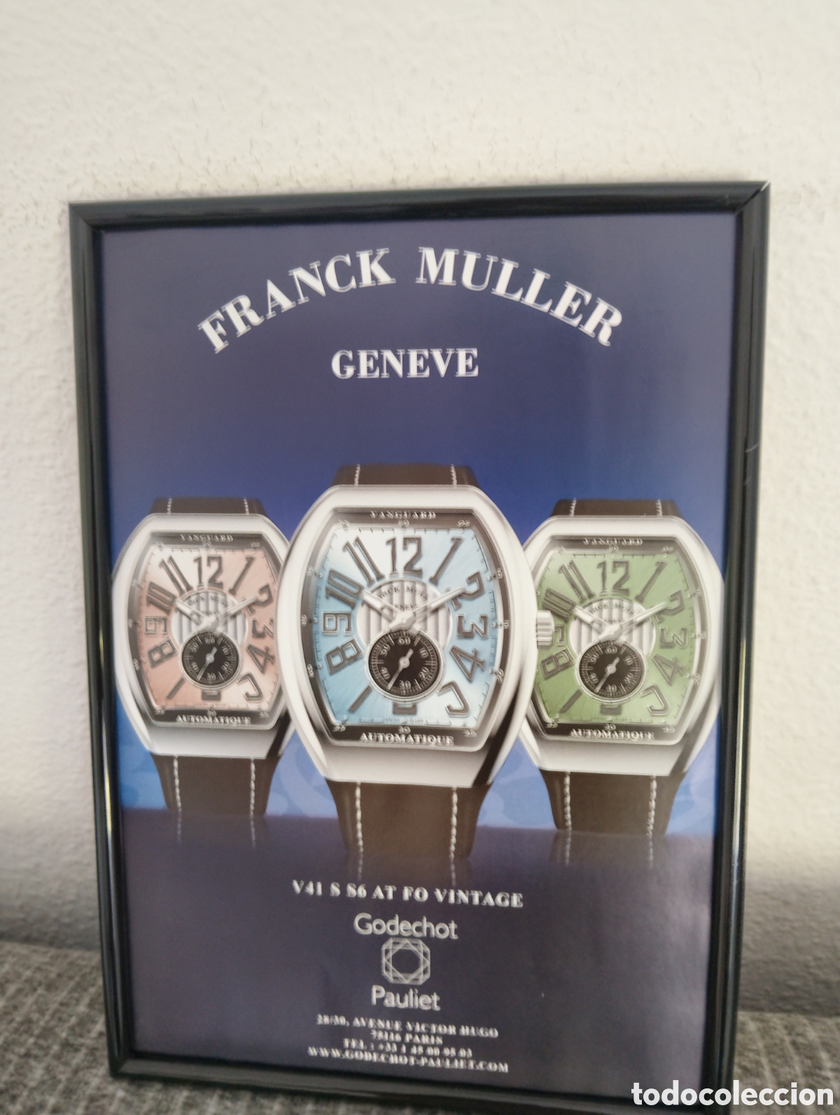 Coleccionismo de carteles: Franck Muller reloj anuncio original con marco
