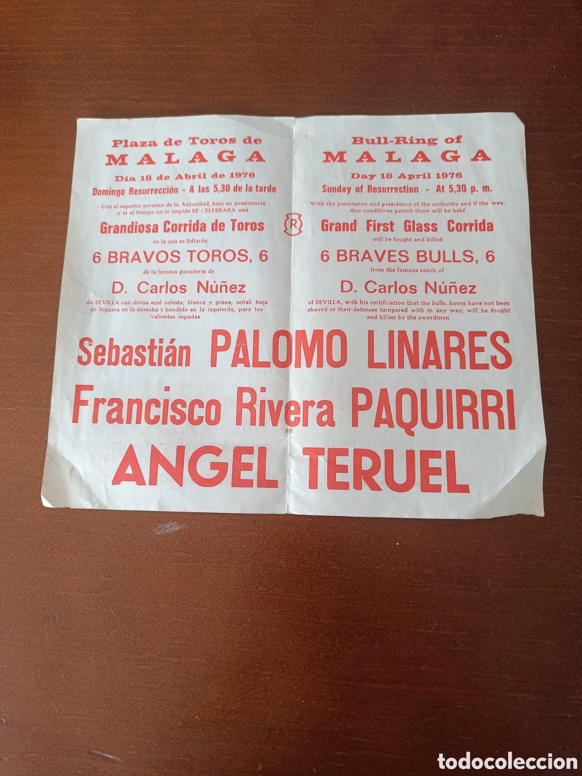 Coleccionismo de carteles: Panfleto de corrida de toros - Foto 2