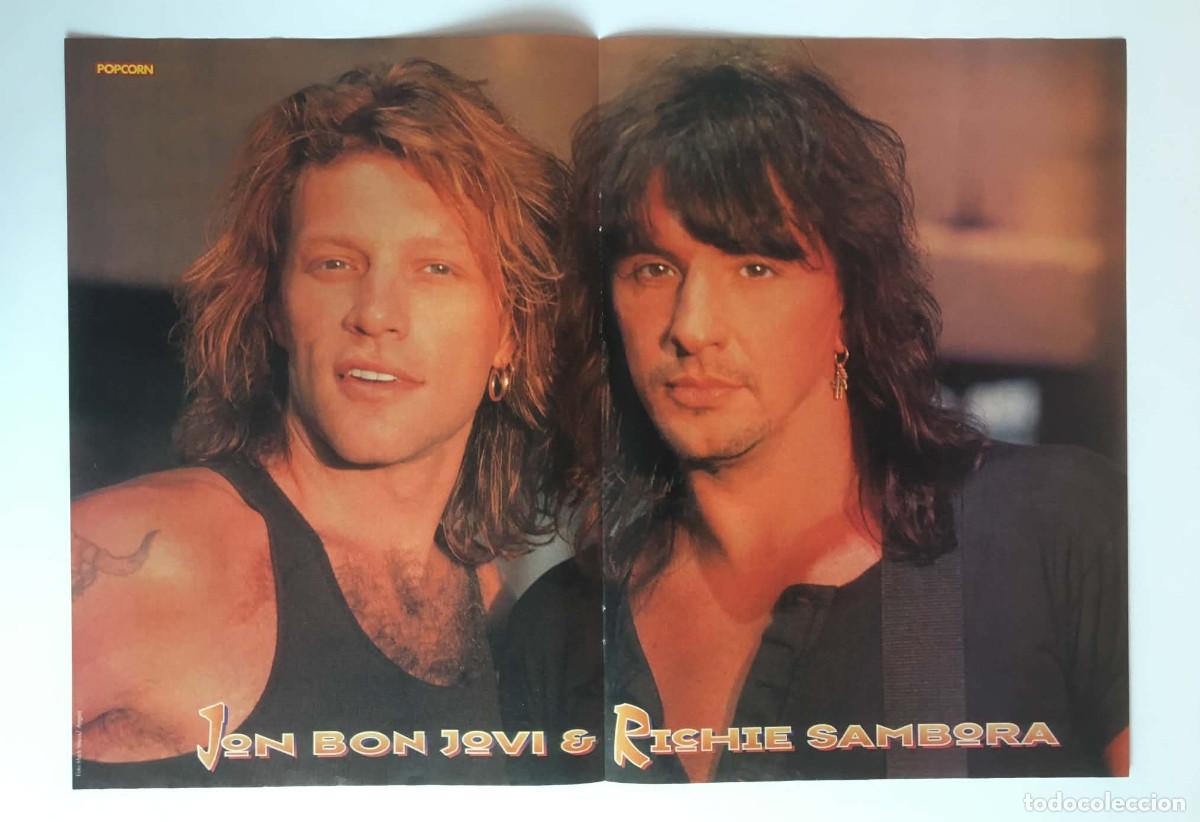 Coleccionismo de carteles: Jon Bon Jovi & Richie Sambora / Tom Hanks Vintage Double-Sided Poster A3 - Popcorn Magazine Bulgaria