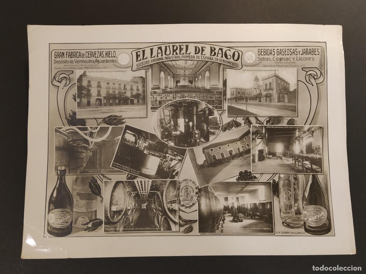 Coleccionismo de carteles: EL LAUREL DE BAGO SA CERVEZAS GASEOSAS LICORES ETC- CARTEL ANTIGUO EN PAPEL FOTOGRAFICO -VER FOTOS