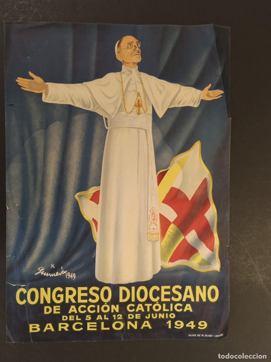 Coleccionismo de carteles: CONGRESO DIOCESANO 1949 - BARCELONA - ILUSTRA GUIMERA - CARTEL ANTIGUO -VER FOTOS