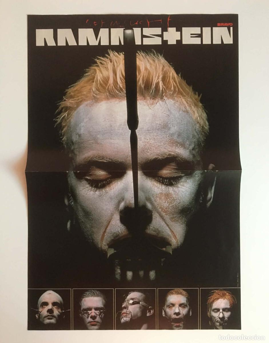 Coleccionismo de carteles: Rammstein / Mr. Bean Rowan Atkinson Vintage Double-Sided Poster A3 - Bravo Magazine Germany Music