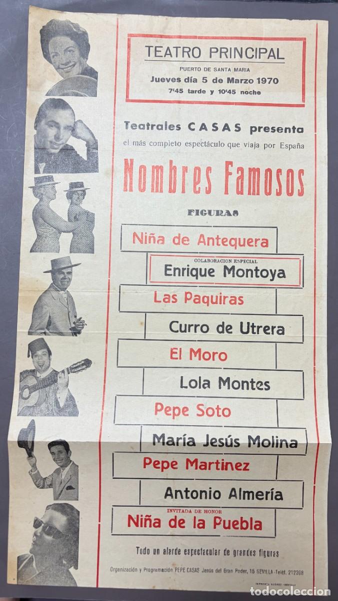 Coleccionismo de carteles: CARTEL FLAMENCO TEATRO PRINCIPAL EL PUERTO DE SANTA MAR&Iacute;A 1970 &ndash; NI&Ntilde;A DE ANTEQUERA