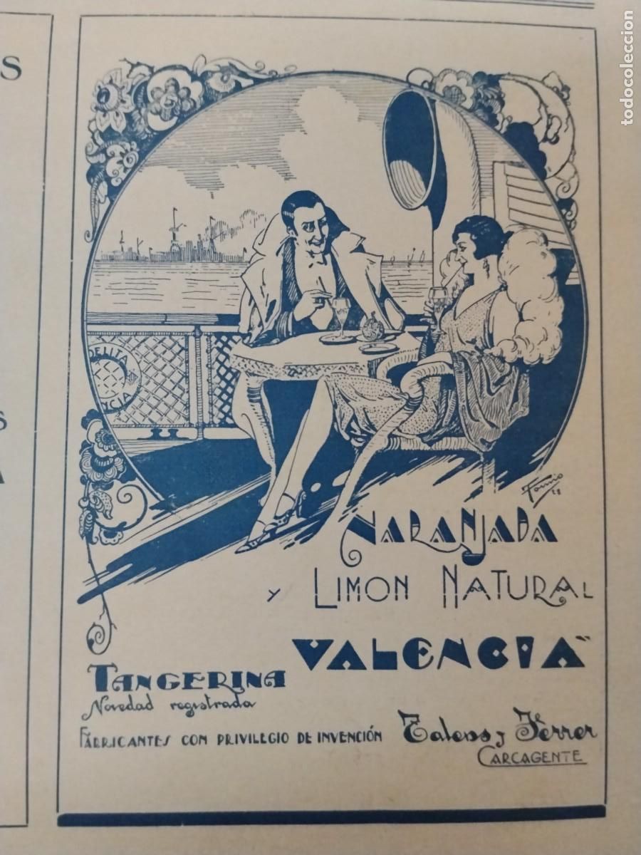 Coleccionismo de carteles: NARANJA Y LIMON NATURAL TANGERINA TALENS Y FERRER CARCAGENTE VALENCIA HOJA REVISTA A&Ntilde;O 1928