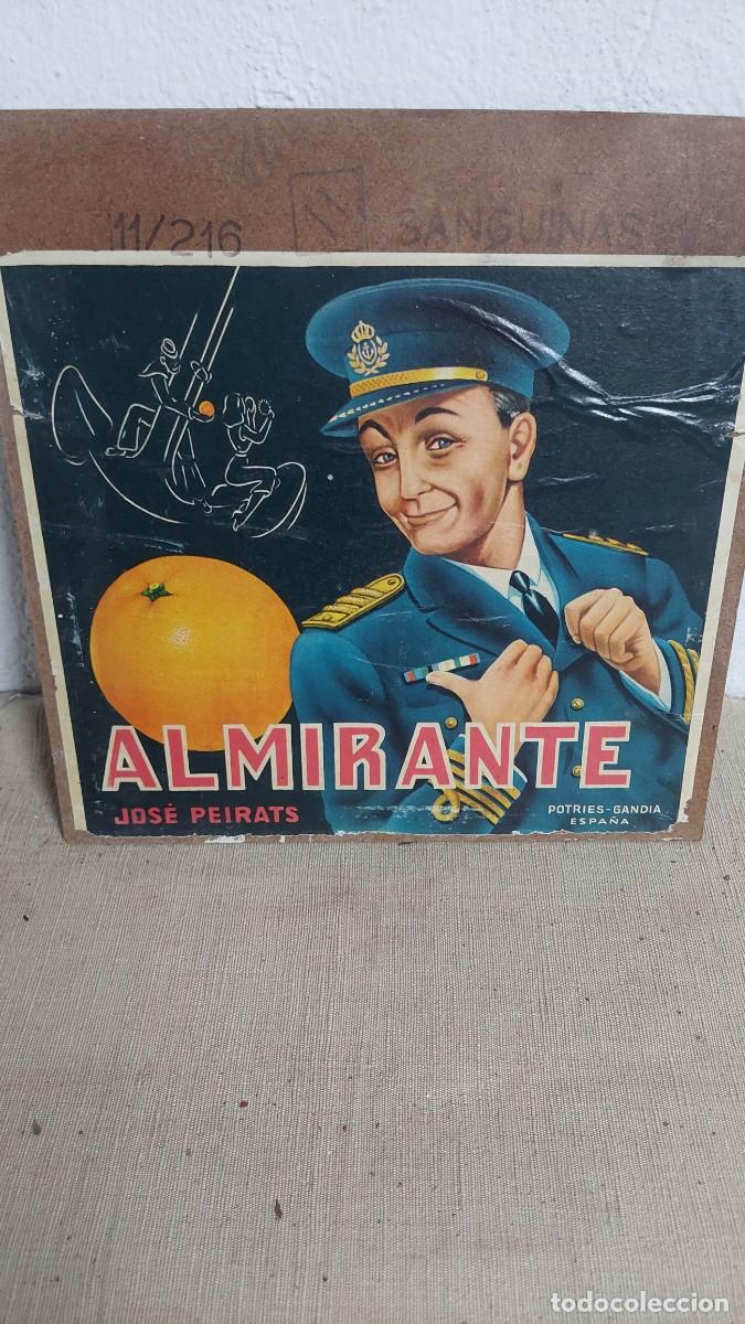 Coleccionismo de carteles: Antiguo cartel naranjas Almirante Jos&eacute; piratas Gandia