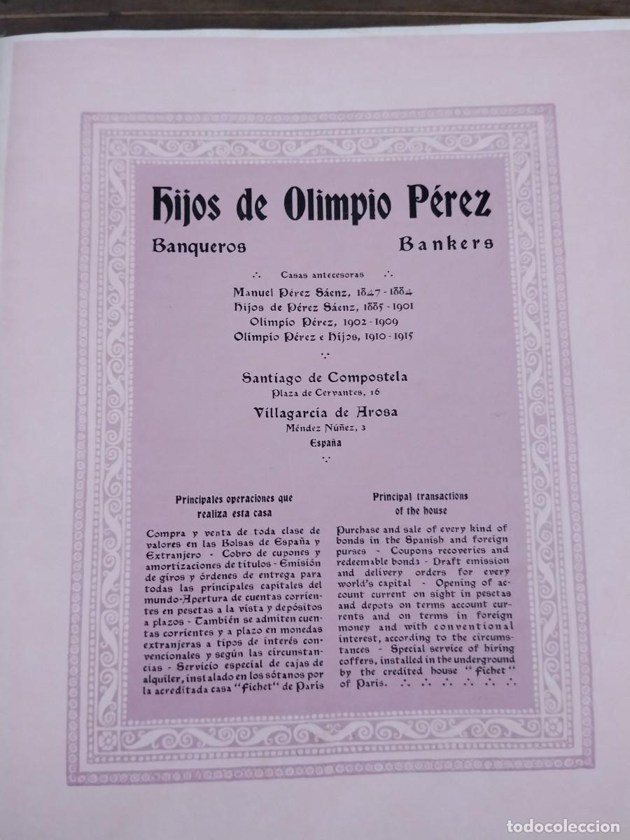 Coleccionismo de carteles: HIJOS DE OLIMPIO PEREZ BANQUEROS BANCO SANTIAGO COMPOSTELA HOJA A&Ntilde;O 1931-1932