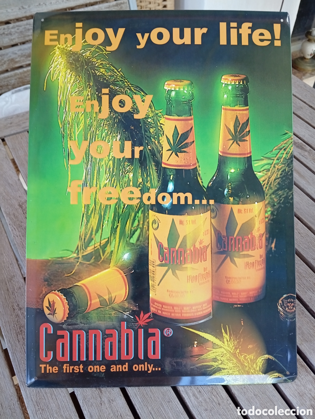 Coleccionismo de carteles: CERVEZA CANNABIA * CARTEL DE CHAPA