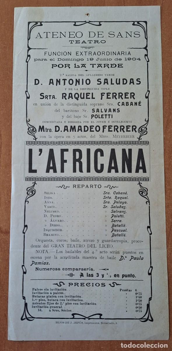 Coleccionismo de carteles: CARTEL ANTIGUO - ATENEO DE SANS - 1904 - BARCELONA