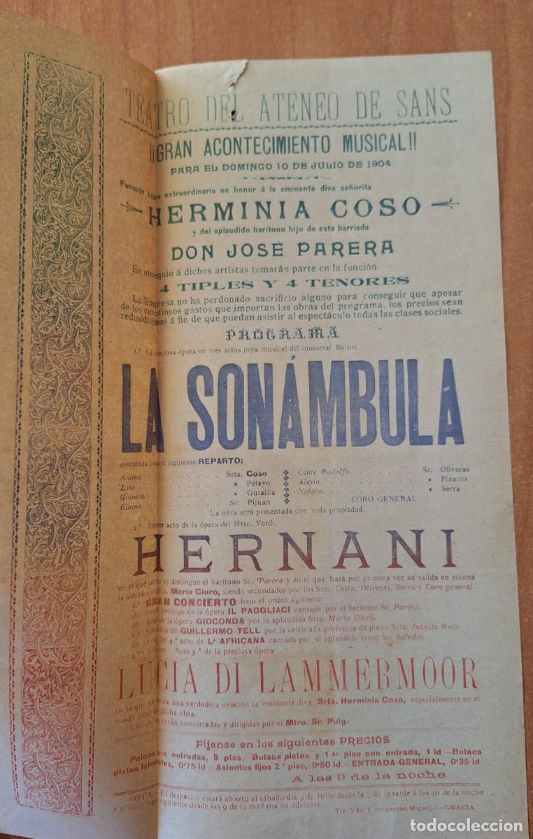 Coleccionismo de carteles: 1904 CARTEL TEATRO ATENEO DE SANS - BARCELONA