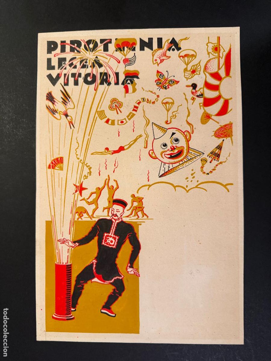 Coleccionismo de carteles: VITORIA - PIROTECNIA LECEA - DIBUJO ORIGINAL A MANO - PUBLICIDAD -VER FOTOS