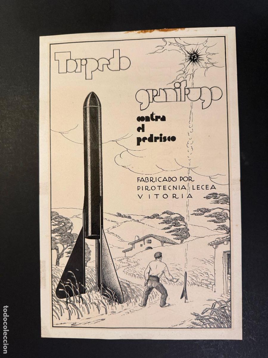 Coleccionismo de carteles: VITORIA - PIROTECNIA LECEA - DIBUJO ORIGINAL A MANO - PUBLICIDAD -VER FOTOS