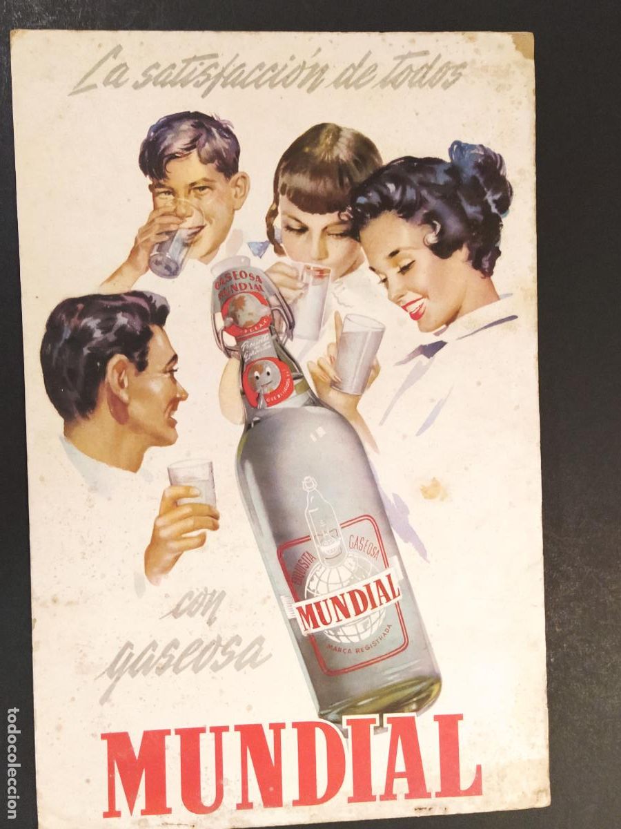 Coleccionismo de carteles: GASEOSA LA MUNDIAL - CARTEL ANTIGUO ORIGINAL - PUBLICIDAD -VER FOTOS