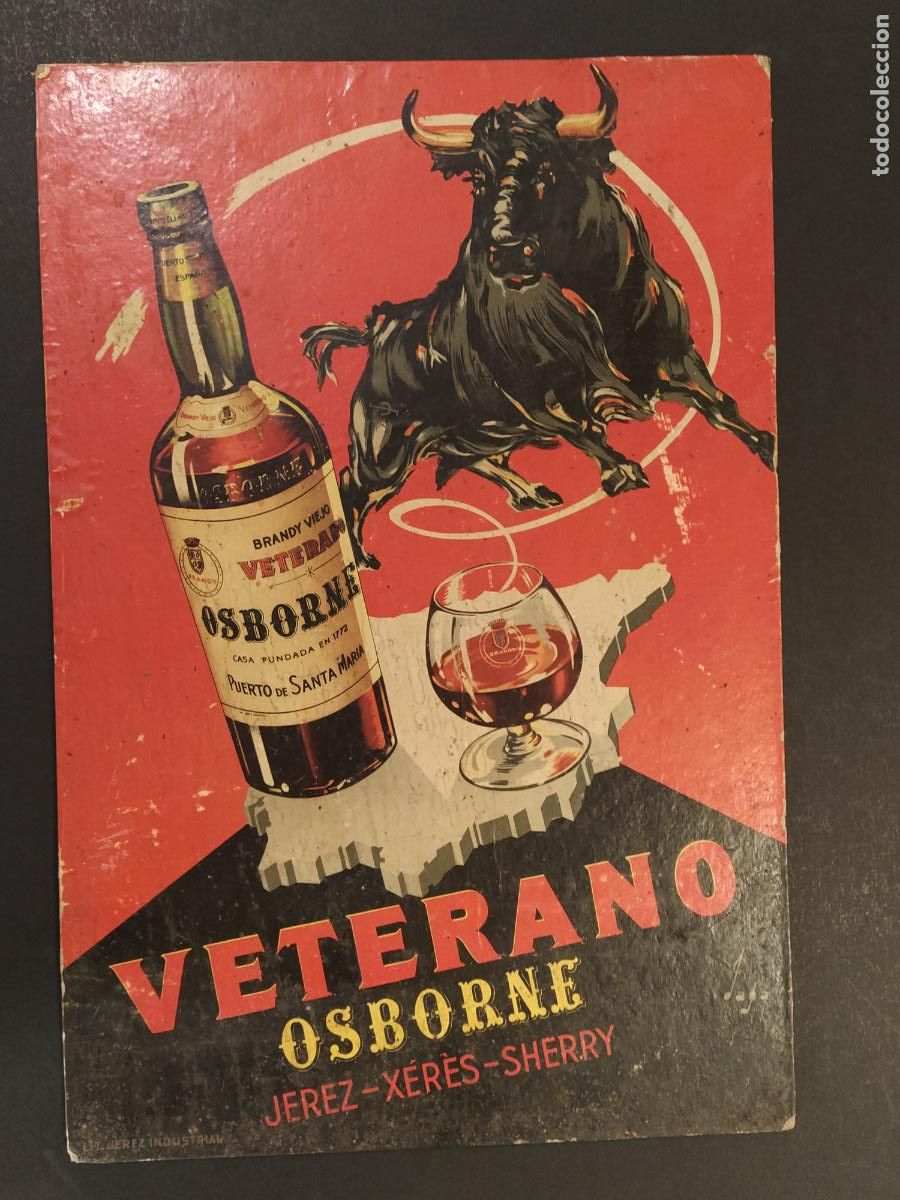 Coleccionismo de carteles: VETERANO OSBORNE - DISPLAY CARTEL ANTIGUO ORIGINAL - PUBLICIDAD -VER FOTOS
