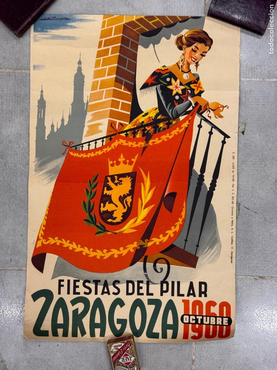 Coleccionismo de carteles: ZARAGOZA - FIESTAS DEL PILAR A&Ntilde;O 1960 - CARTEL ANTIGUO - VER FOTOS
