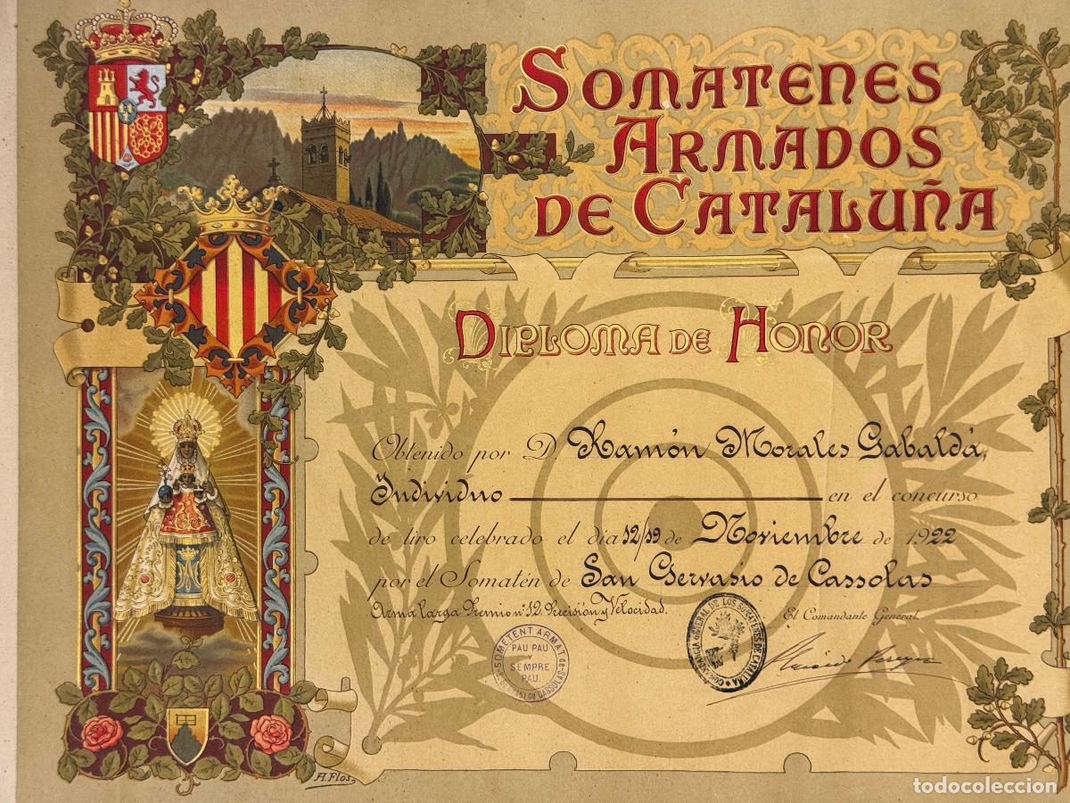 Coleccionismo de carteles: CATALUNYA SOMATEN - SOMATENES ARMADOS DE CATALUNYA - DIPLOMA A&Ntilde;O 1922 - ANTIGUO - VER FOTOS
