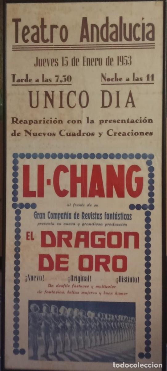 Coleccionismo de carteles: Cartel original de teatro de 1953 &ndash; Li-Chang, &ldquo;El Drag&oacute;n de Oro&rdquo;