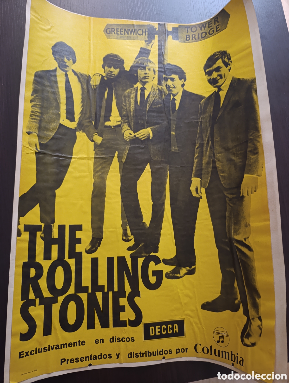 Coleccionismo de carteles: Cartel Promocional Original THE ROLLING STONES (Espa&ntilde;a 1964) + Collage Y&eacute;-Y&eacute; Reverso