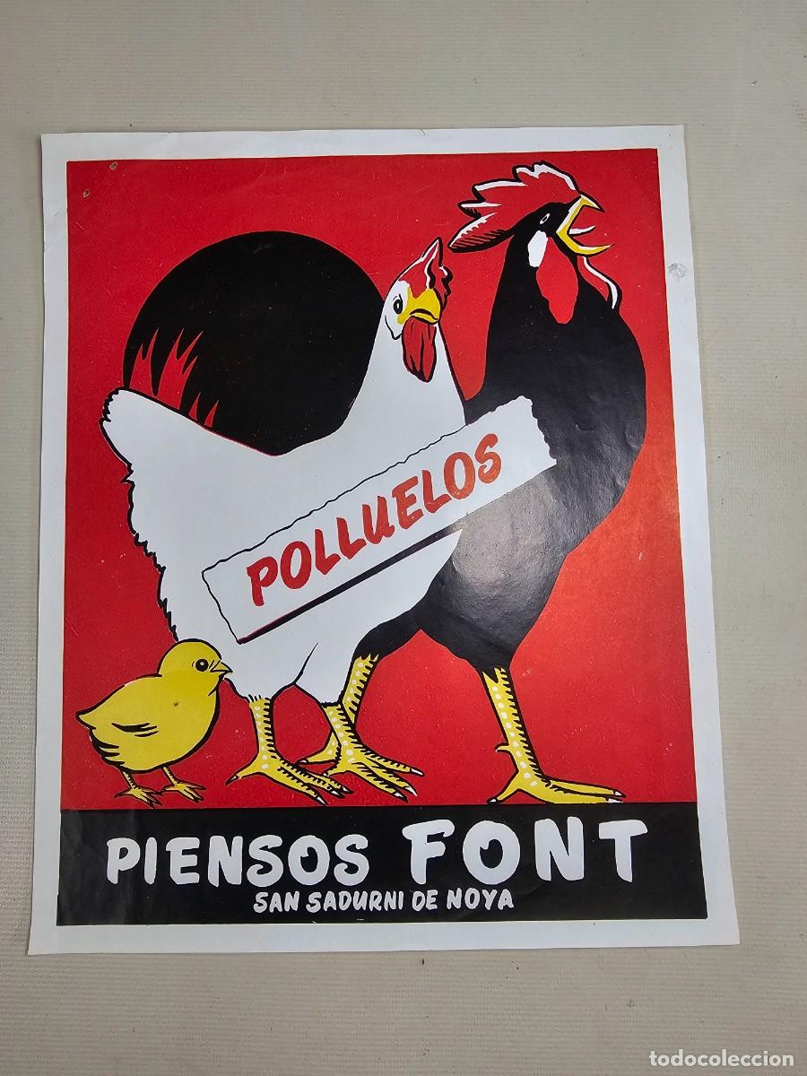 Coleccionismo de carteles: CARTEL PUBLICITARIO PIENSOS FONT-GALLINAS PONEDORAS SANT SADURNI DE NOYA-1957