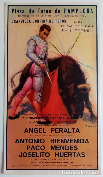 Coleccionismo de carteles: Cartel Plaza de Toros de Pamplona 1957 Ferias y Fiestas San Ferm&iacute;n - Pase ayudado por bajo - N&ordm; 8