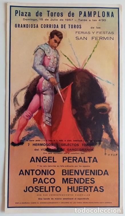 Coleccionismo de carteles: Cartel Plaza de Toros de Pamplona 1957 Ferias y Fiestas San Ferm&iacute;n - Pase ayudado por bajo - N&ordm; 8