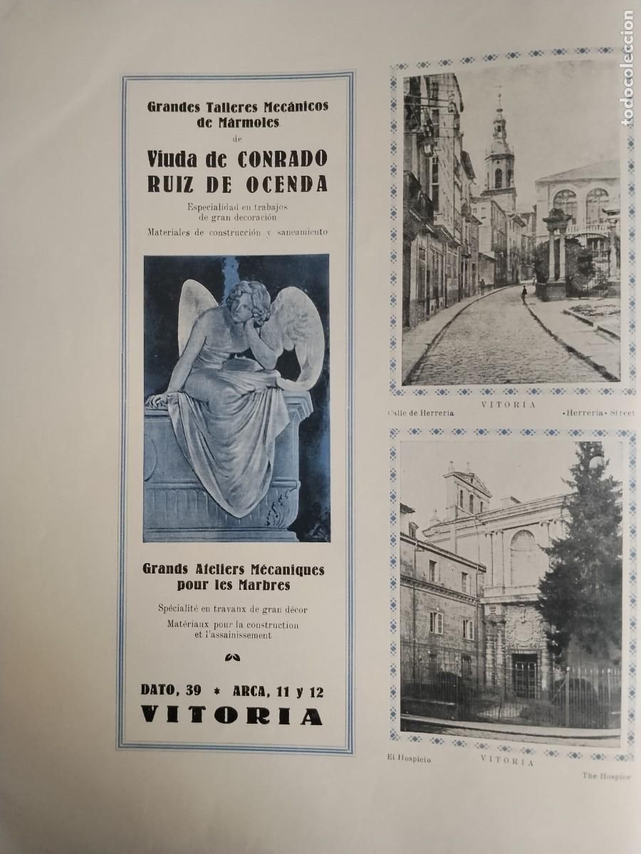 Coleccionismo de carteles: GRANDES TALLERES MECANICOS DE MARMOLES VIUDA CONRADO RUIZ DE OCENDA VITORIA HOJA A&Ntilde;O 1931-1932