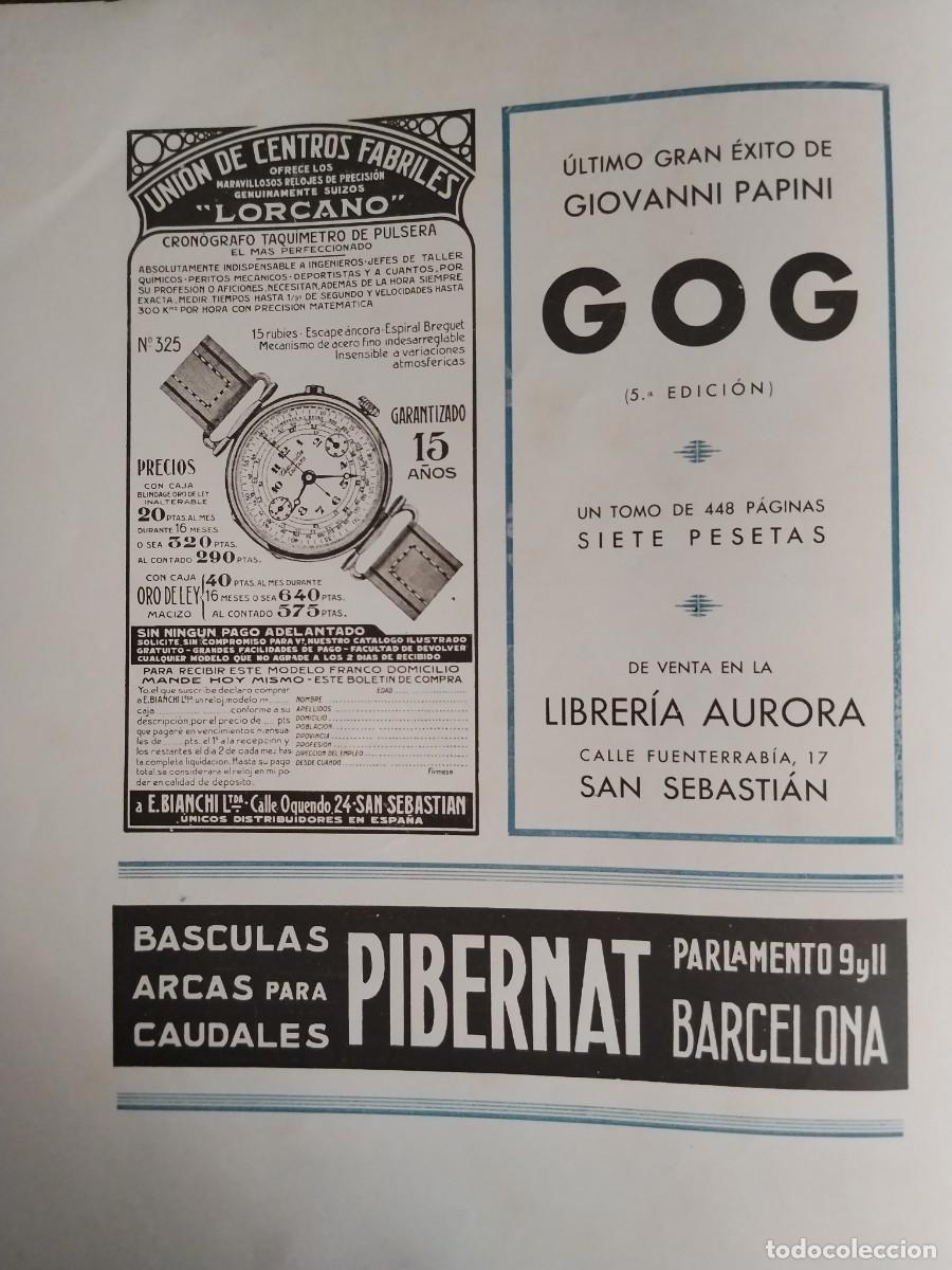 Coleccionismo de carteles: UNION CENTROS FABRILES RELOJES SUIZOS LORCANO SAN SEBASTIAN HOJA REVISTA A&Ntilde;O 1931-1932
