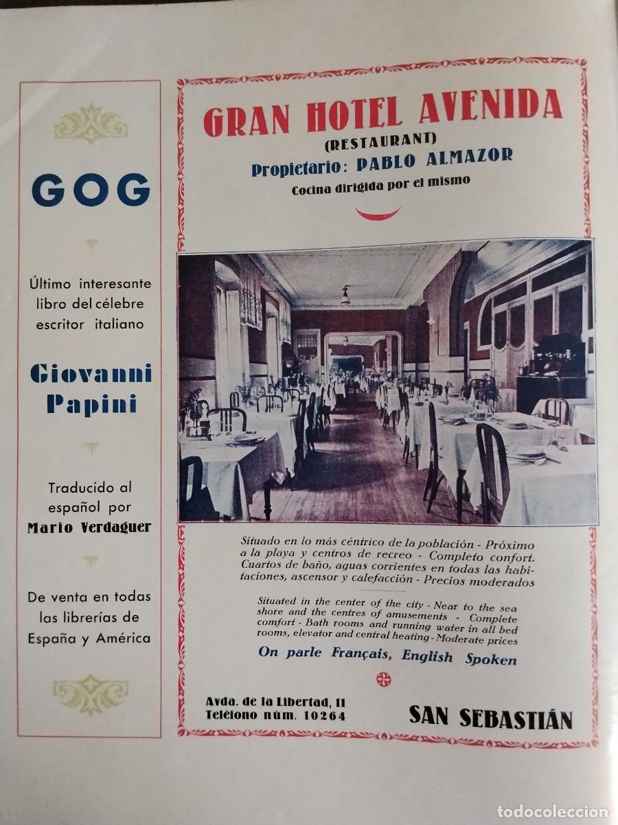 Coleccionismo de carteles: GRAN HOTEL AVENIDA PROPIETARIO PABLO ALMAZOR SAN SEBASTIAN HOJA A&Ntilde;O 1931-1932