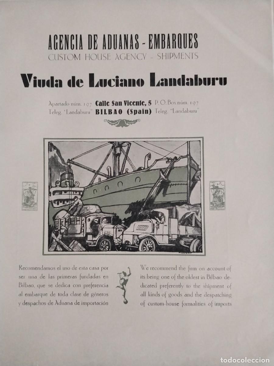 Coleccionismo de carteles: AGENCIA ADUANAS EMBARQUES VIUDA LUCIANO LANDABURU BILBAO HOJA A&Ntilde;O 1931-1932