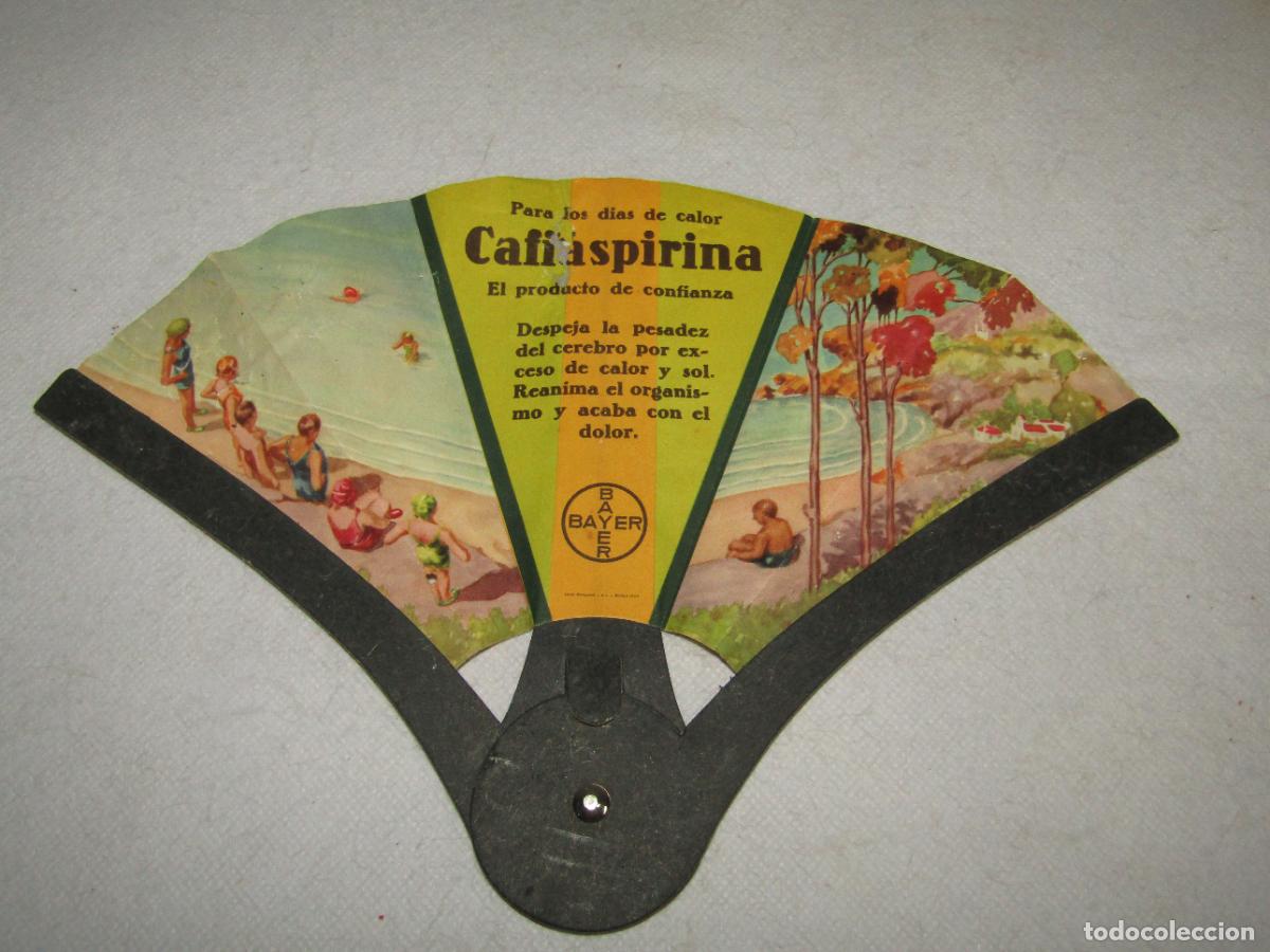 Coleccionismo de carteles: Antiguo Abanico Plegable Publicidad de CAFIASPIRINA de BAYER