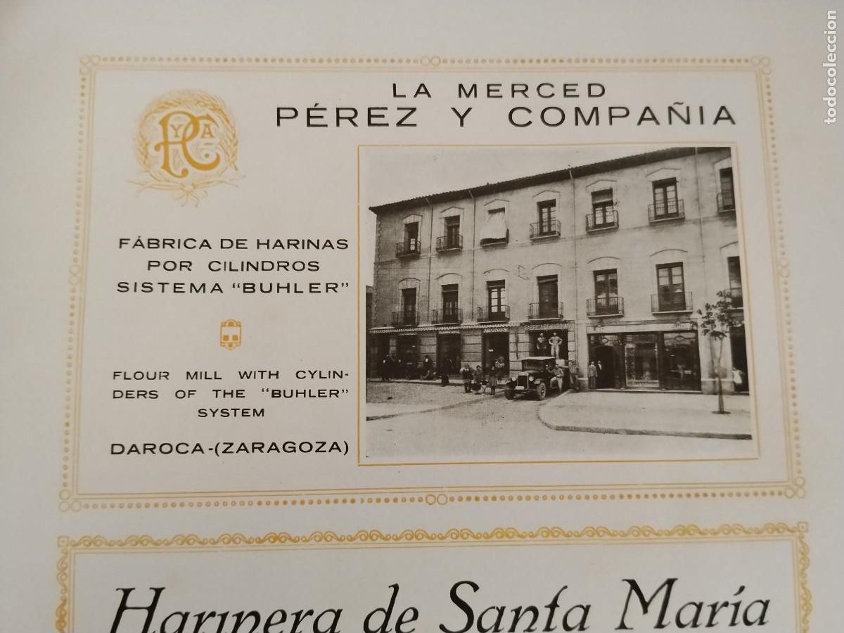 Coleccionismo de carteles: FABRICA HARINAS LA MERCED PEREZ Y COMPA&Ntilde;IA DAROCA ZARAGOZA HOJA A&Ntilde;O 1931-1932