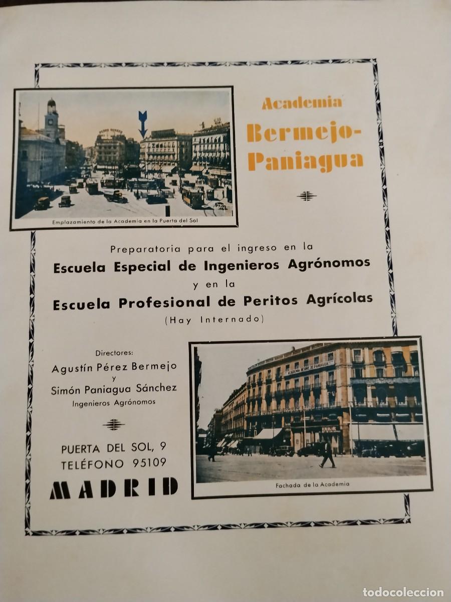 Coleccionismo de carteles: ACADEMIA BERMEJO PANIAGUA MADRID ESCUELA INGENIEROS AGRINOMOS PERITOS AGRICOLAS HOJA 1931-1932