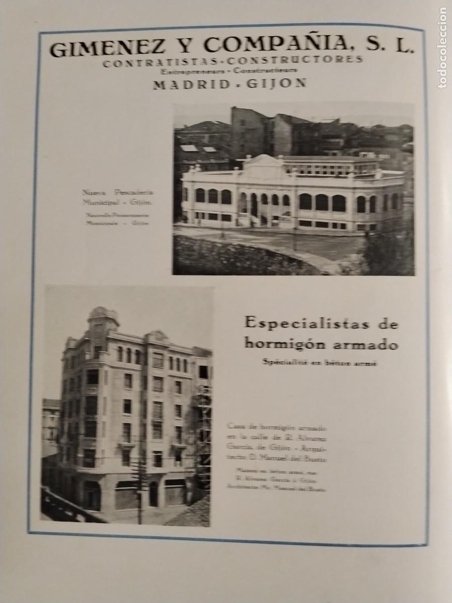 Sammeln von Plakaten: GIMENEZ Y COMPA&Ntilde;IA S.L. CONSTRUCTORES CONTRATISTAS HORMIGON ARMADO GIJON MADRID HOJA A&Ntilde;O 1931-1932
