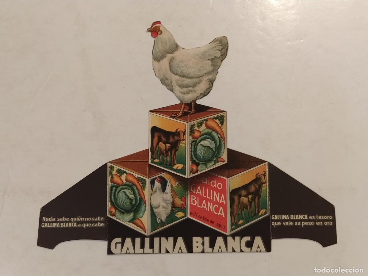 Coleccionismo de carteles: GALLINA BLANCA CALDO - CARTEL TROQUELADO ANTIGUO - PUBLICIDAD -VER FOTOS