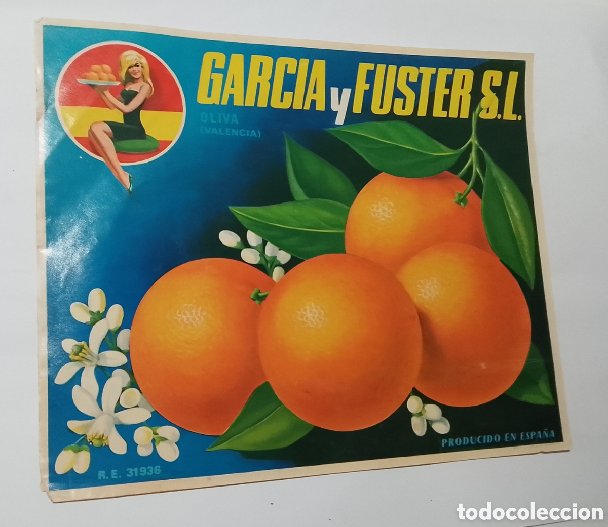 Coleccionismo de carteles: Antigua etiqueta de naranjas Garc&iacute;a y Fuster sl