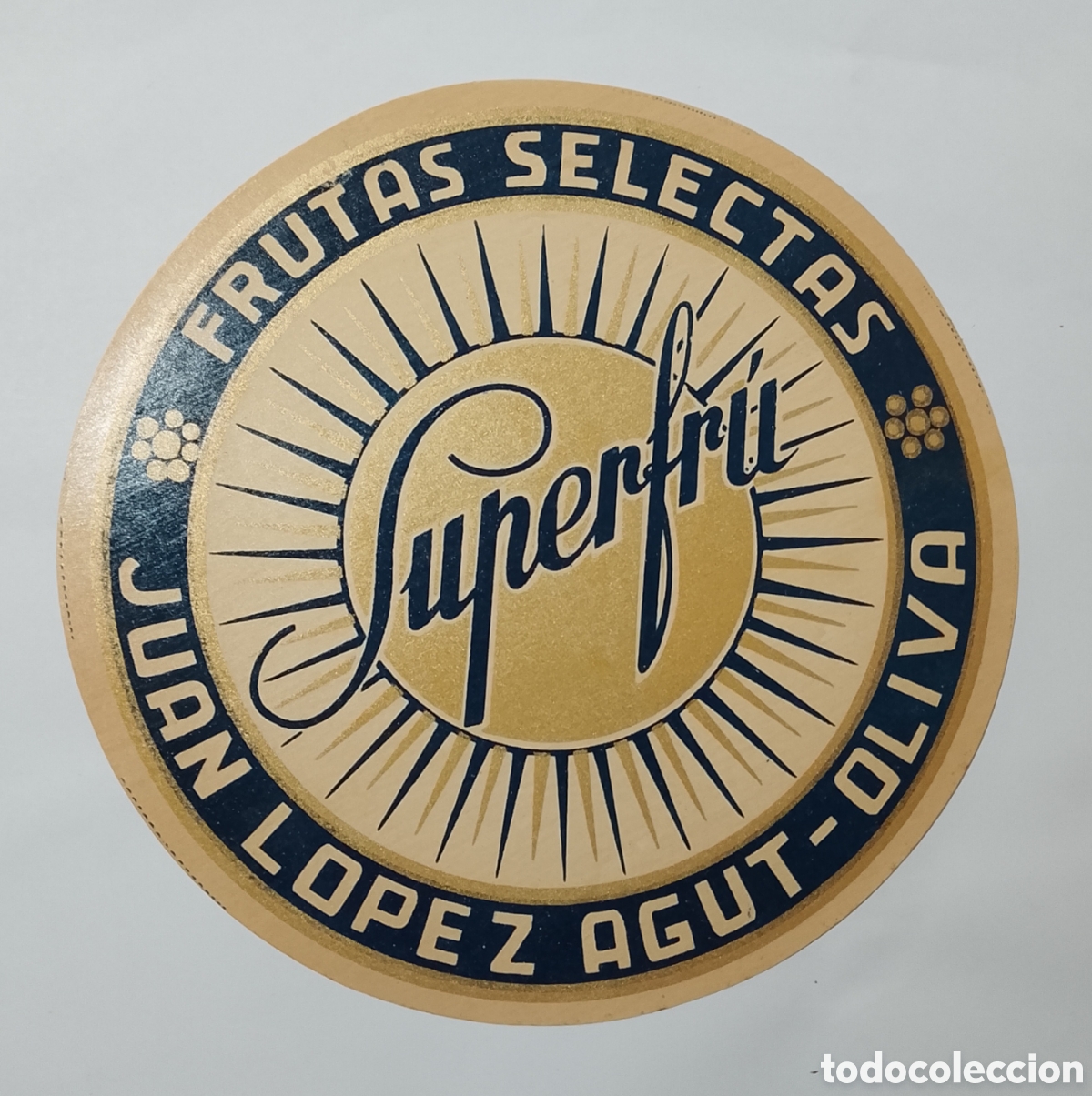 Coleccionismo de carteles: Antigua etiqueta de naranjas Superfr&uacute;