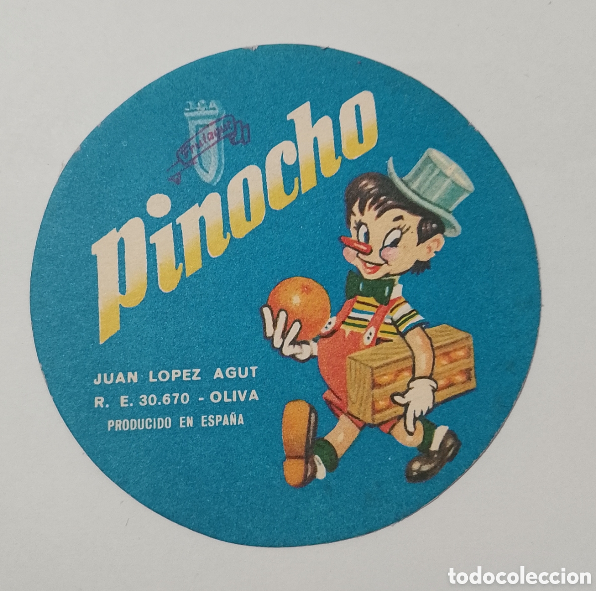 Coleccionismo de carteles: Antigua etiqueta de naranjas Pinocho