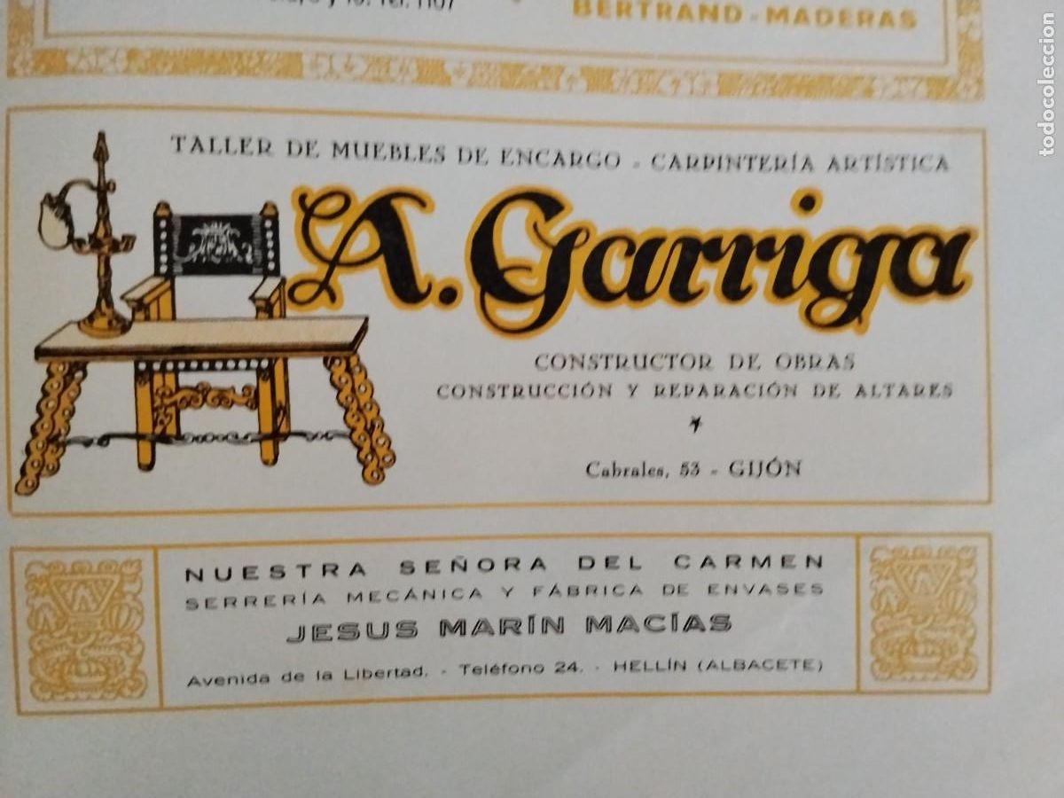 Coleccionismo de carteles: GRANDES TALLERES DE ARTE DECORATIVO CASA GARGALLO S.A. GIJON MARMOLES PIEDRA HOJA 1931-1932