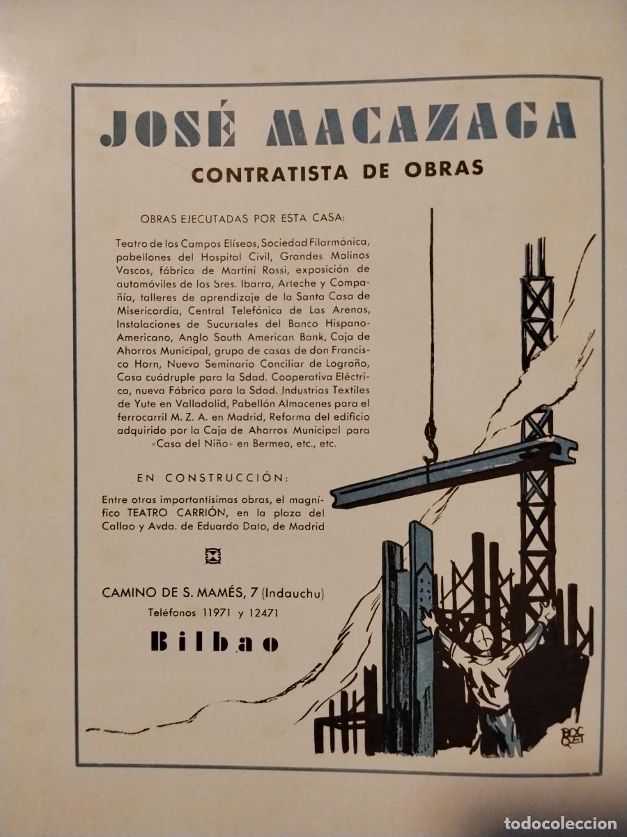 Coleccionismo de carteles: JOSE MACAZAGA CONTRATISTA DE OBRAS TEATRO CARRION BILBAO HOJA REVISTA A&Ntilde;O 1931-1932