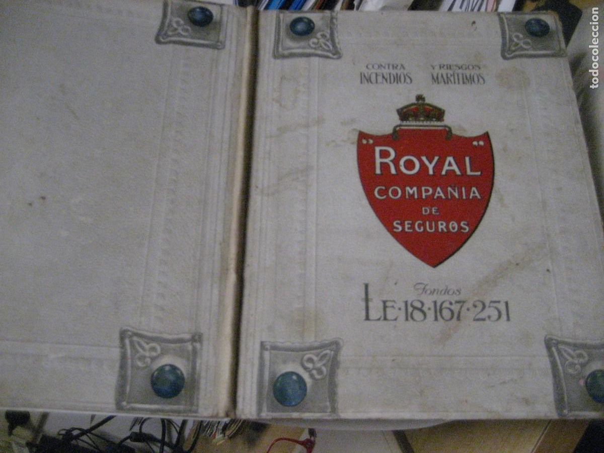 Coleccionismo de carteles: antigua carpeta , cartel Compa&ntilde;ia de Seguros Royal calendario en interior 1913 Inmuebles
