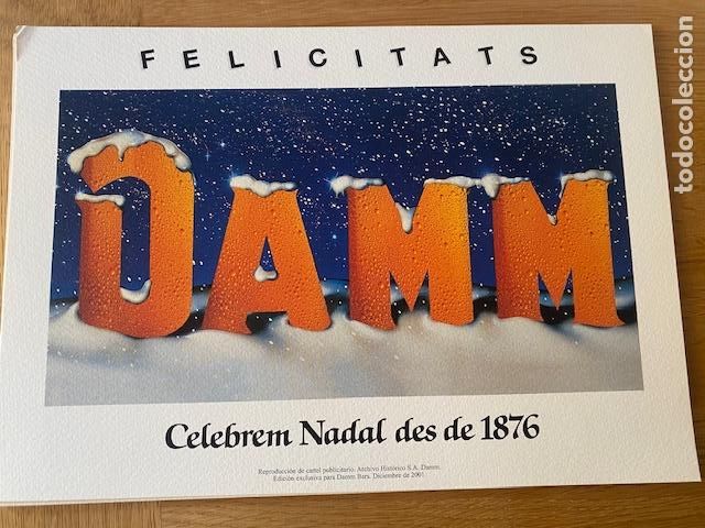 Coleccionismo de carteles: CERVEZAS DAMM ,REPRODUCCION DE CARTEL PUBLICITARIO, ARCHIVO HISTORICO. 2002. 29 X 21 CM.